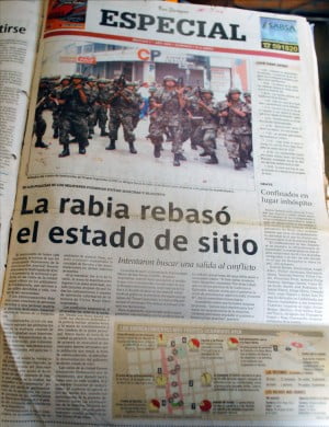 La rabia rebaso el estado de sitio (Los Tiempos, 9.4.00)