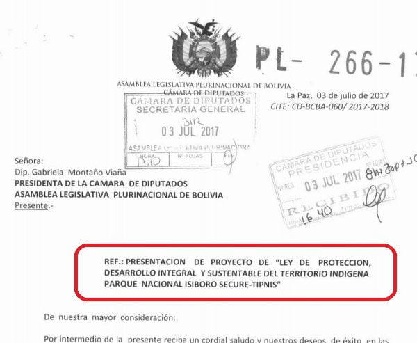 Proyecto de ley 266-17 “Protección, desarrollo integral y sustentable del TIPNIS” Proyecto de ley 266-17 “Protección, desarrollo integral y sustentable del TIPNIS”