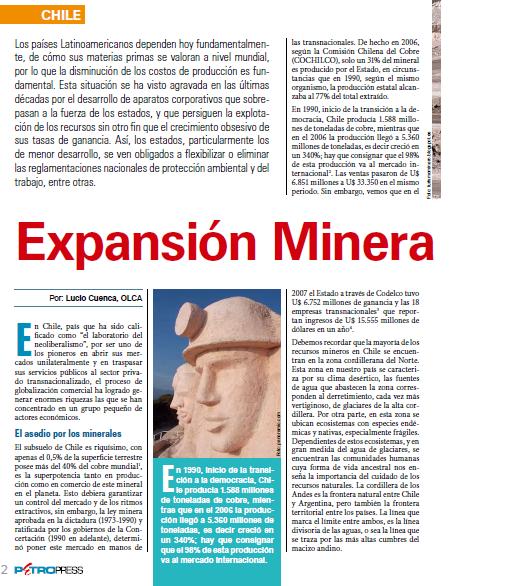 Chile: Expansión Minera sin Frontera (Petropress 12, octubre 2008)