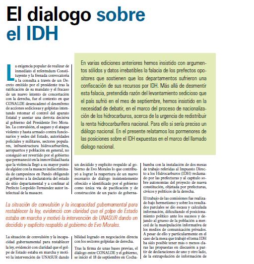 El dialogo sobre el IDH (Petropress 12, octubre 2008)