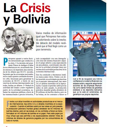 La Crisis y Bolivia (Petropress 12, octubre 2008)