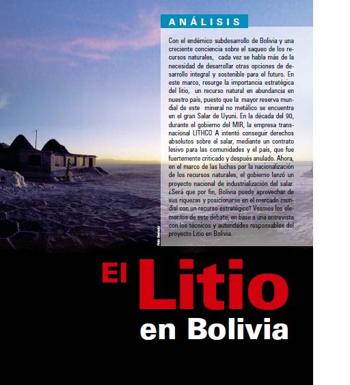 El Litio en Bolivia (Petropress 13, enero 2009)