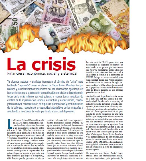 La crisis financiera, economica, social y sistemica (Petropress 13, enero 2009)