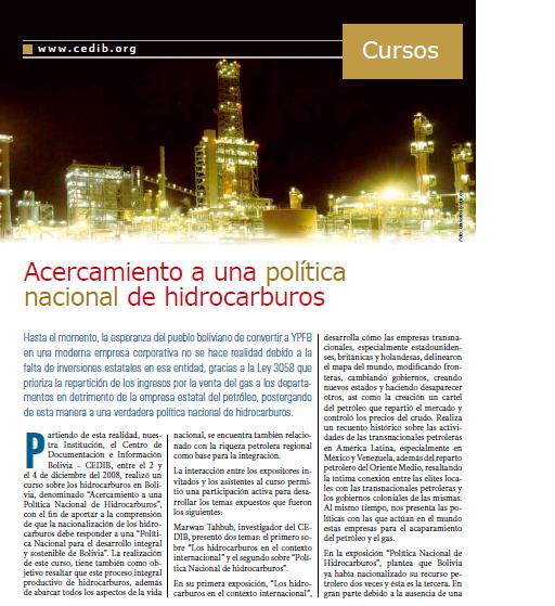 Acercamiento a una política nacional de hidrocarburos (Petropress 13, enero 2009)