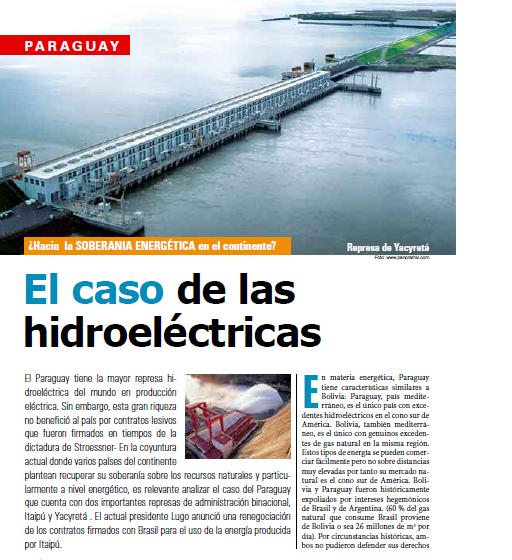 Petropress14_ART4_Paraguay, el caso de las hidroelectricas Paraguay, el caso de las hidroeléctricas (Petropress 14, 03.09)