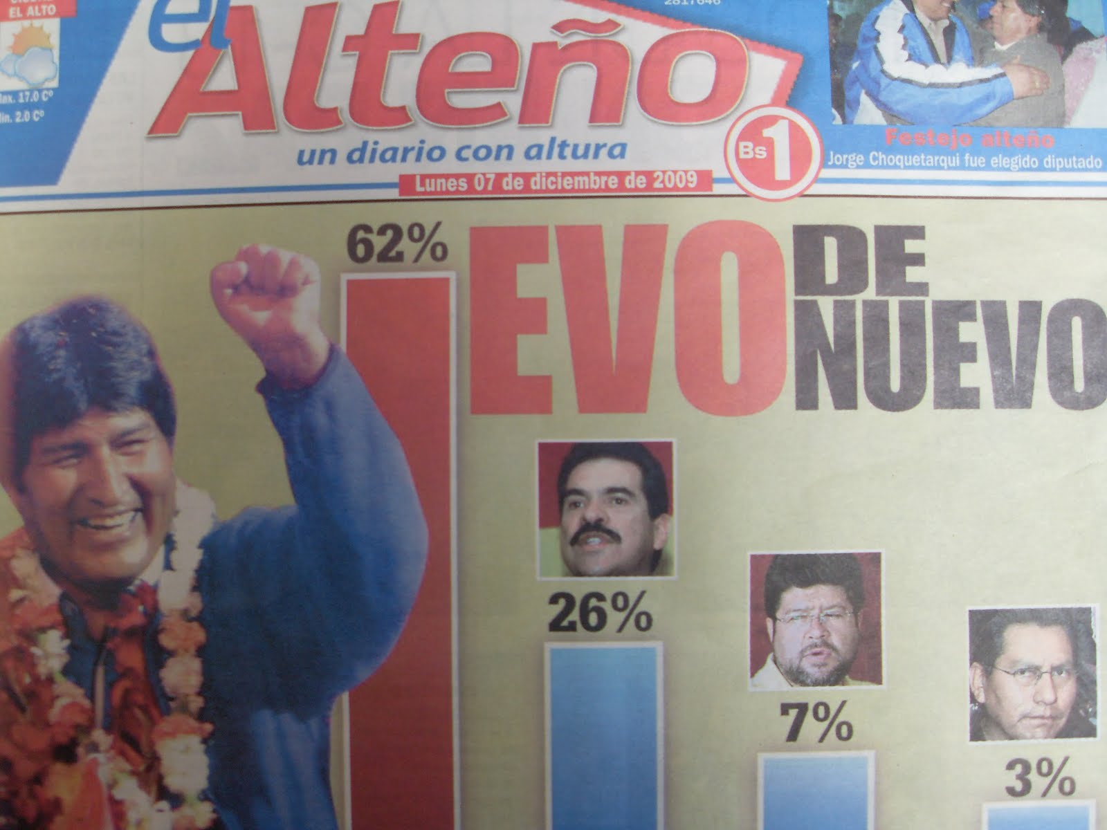 BoliviaPress 19 de diciembre 2005: Primera mirada a las Elecciones Generales del día 18 de diciembre