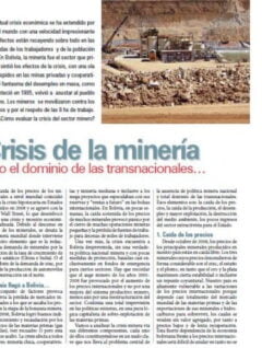 Crisis de la minería bajo el dominio de las transnacionales (Petropress 15, 6.09)