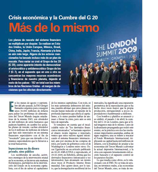 Crisis económica y la Cumbre del G 20. Más de lo mismo (Petropress 15, 6.09)