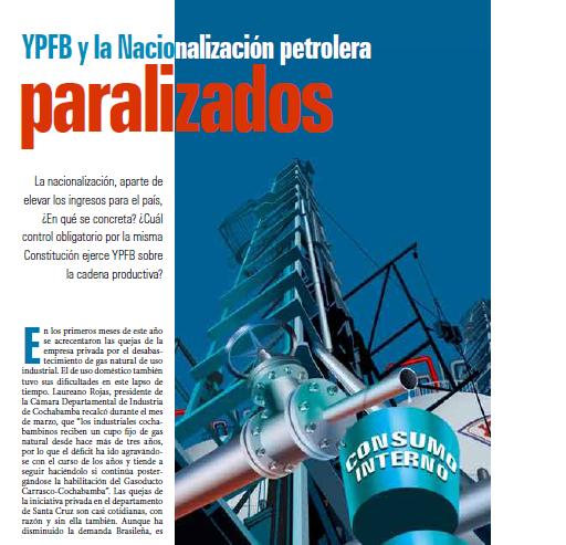 YPFB y la Nacionalización petrolera paralizados (Petropress 15, 6.09)