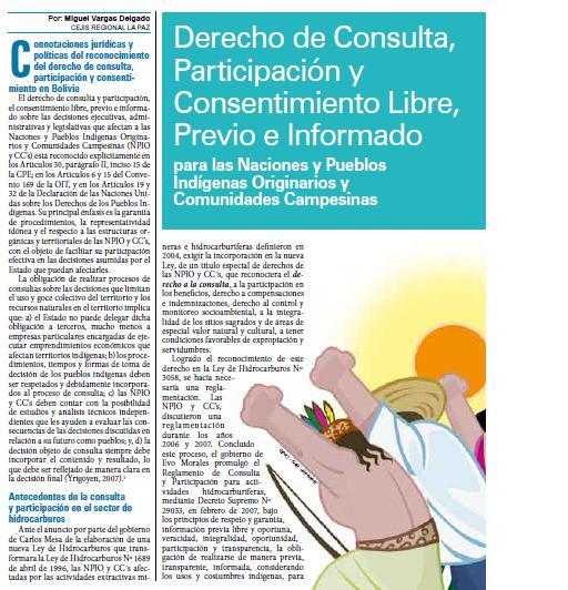 Derecho de Consulta, Participación y Consentimiento Libre, Previo e Informado para las Naciones y Pueblos Indígenas Originarios y Comunidades Campesinas (Petropress 16, 8.09)