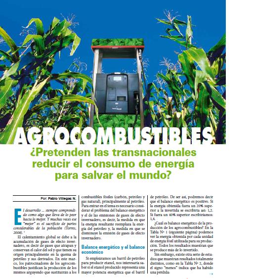 Agrocombustibles: ¿Pretenden las transnacionales reducir el consumo de energía para salvar el mundo? (Petropress 17, 10.09)