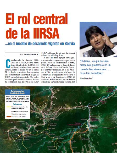 El rol central de la IIRSA en el modelo de desarrollo vigente en Bolivia (Petropress 18, 1.10)