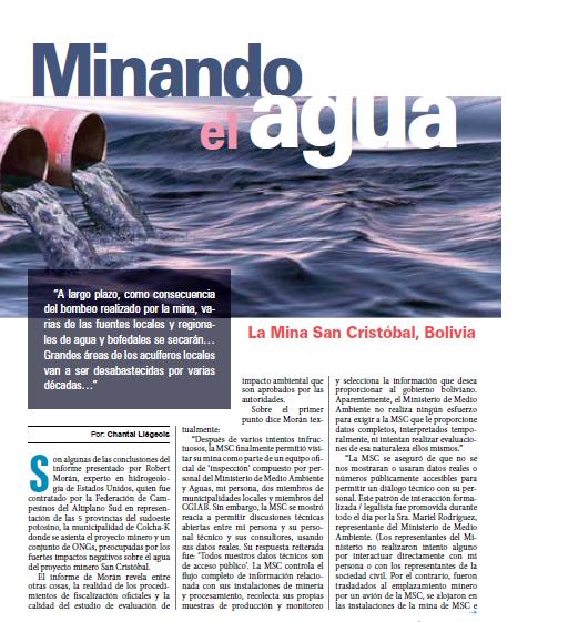 Minando el agua: Mina San Cristóbal (Petropress 18, 1.10)