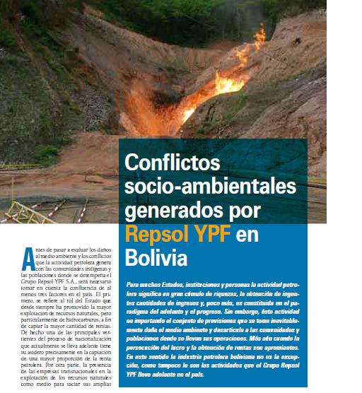 Conflictos socio-ambientales generados por Repsol YPF en Bolivia (Petropress 9, abril 2008)