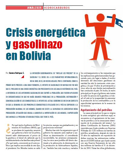 Crisis energética y gasolinazo en Bolivia (Petropress 24, Especial gasolinazo, 2.11)