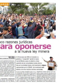 Ecuador, cinco razones juridicas para oponerse a la nueva ley minera (Petropress 13, enero 2009)