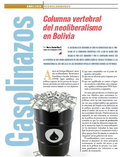 Gasolinazos: Columna vertebral del neoliberalismo en Bolivia (Petropress 24, Especial gasolinazo, 2.11)