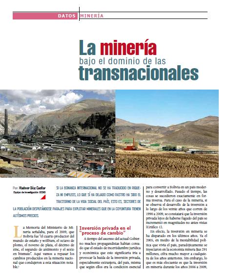 La minería bajo el dominio de las transnacionales (Petropress 25, junio 2011)