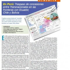 Perú, traspaso de concesiones entre transnacionales en las fronteras de Chile, Ecuador y Bolivia (Petropress 14, 03.09)