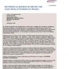 Recuperar las reservas de oro del país (Carta Abierta al Presidente Evo Morales) (Petropress 4, noviembre 2006)