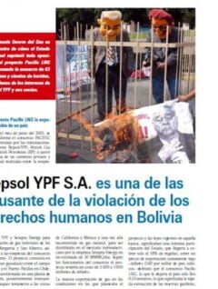 Repsol YPF S.A. es una de las causante de la violación de los derechos humanos en Bolivia (Petropress 9, abril 2008)