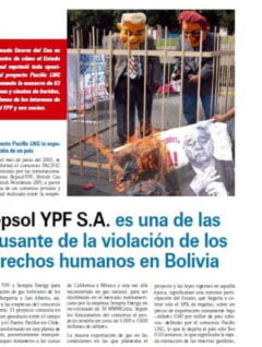 Petropress 9 | Repsol YPF S.A. es una de las causante de la violación de los derechos humanos en Bolivia