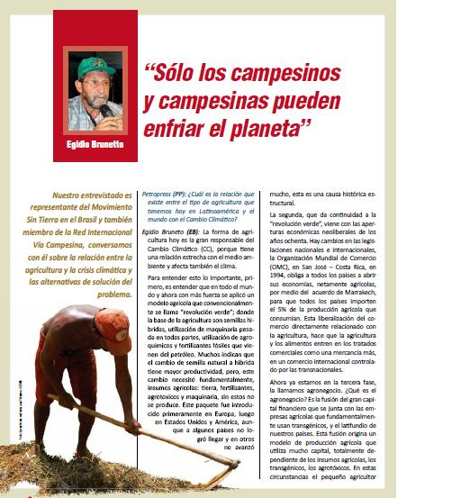 “Sólo los campesinos y campesinas pueden enfriar el planeta” (Petroress 20, 6.10)