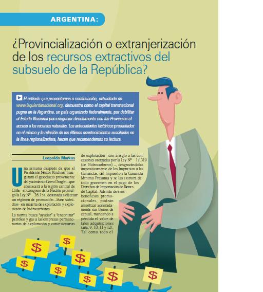 Argentina: ¿Provincialización o extranjerización de los recursos extractivos del subsuelo de la República? (Petropress 7, octubre 2007)