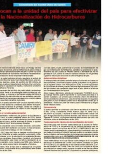 Petropress 8 | Convocan a la unidad del país para efectivizar la Nacionalización de Hidrocarburos
