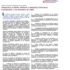 Cumbre Social por la Integración de los Pueblos: Propuestas en Medio Ambiente e Industrias Extractivas Cochabamba, 8 de diciembre de 2006 (Petropress 5, diciembre 2006)