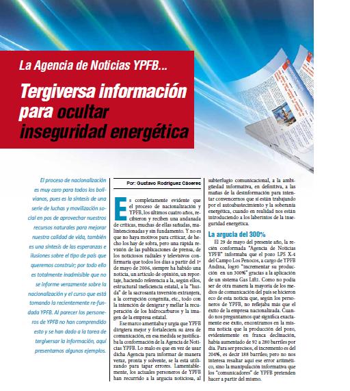 Petropress 20 | La Agencia de Noticias YPFB tergiversa información para ocultar inseguridad energética