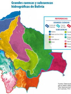 Mapa | Grandes cuencas y subcuencas hidrográficas de Bolivia