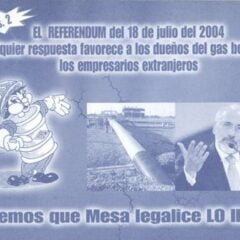 Evitemos que Mesa legalice LO ILEGAL: El referéndum del 18 de julio de 2004, cualquier respuesta favorece a los dueños del gas boliviano: los empresarios extranjeros