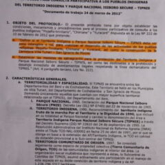 Protocolo para consulta participativa a los pueblos indígenas del TIPNIS, Documento de trabajo 24-03-12