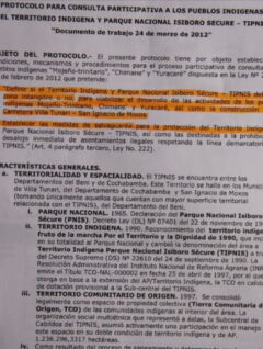Protocolo para consulta participativa a los pueblos indígenas del TIPNIS, Documento de trabajo 24-03-12