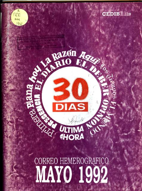 30 Días. Correo hemerográfico (Mayo 1992)