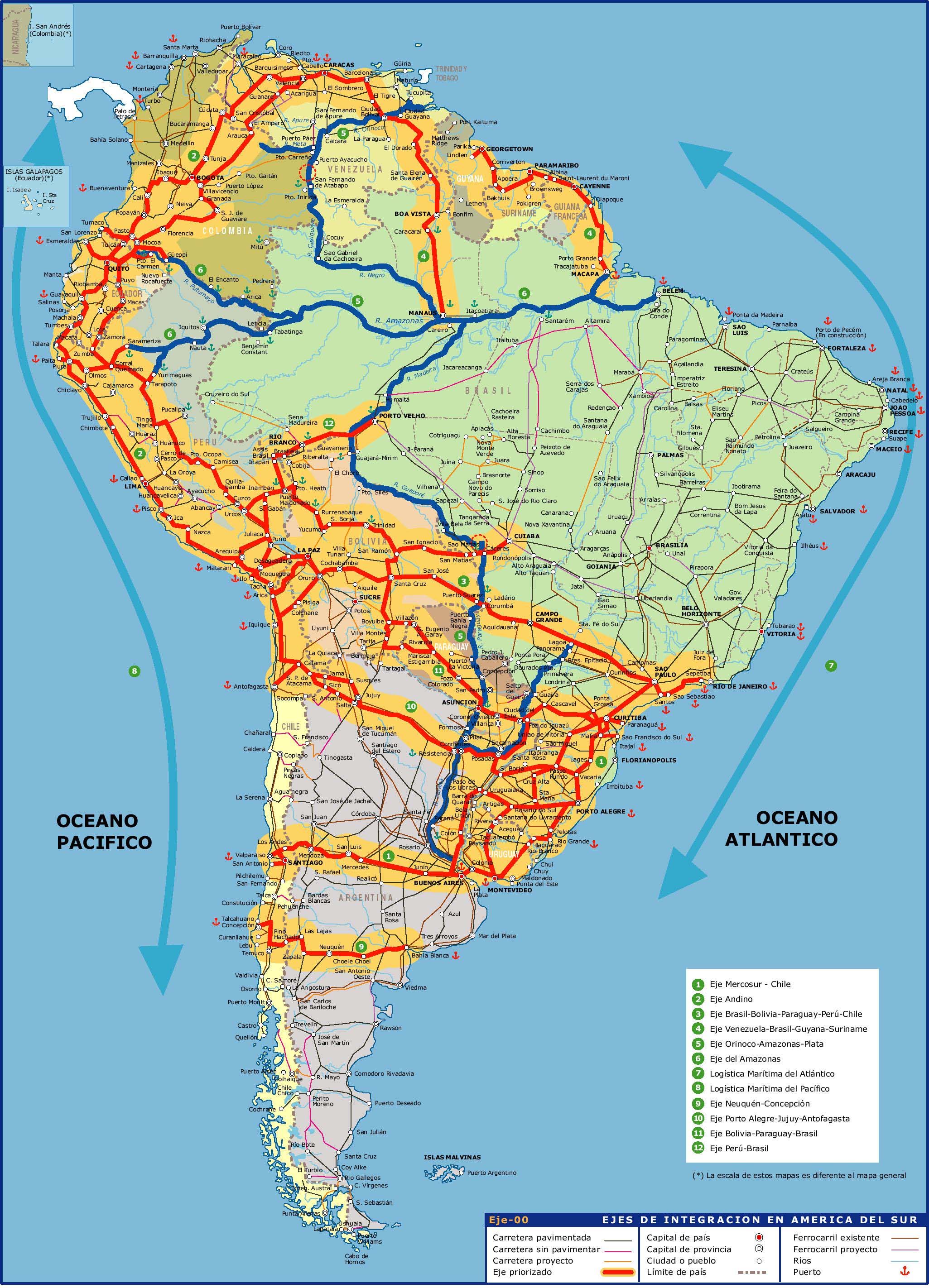 IIRSA – Ejes de integración en América del Sur
