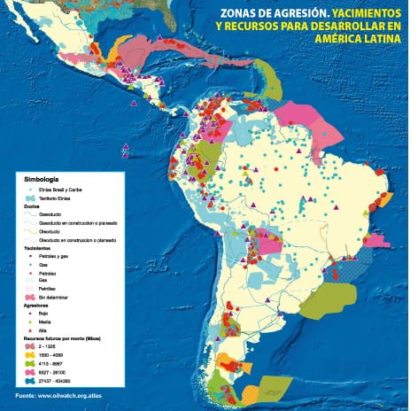 Zonas de agresión. Yacimientos y recursos para desarrollar en América Latina
