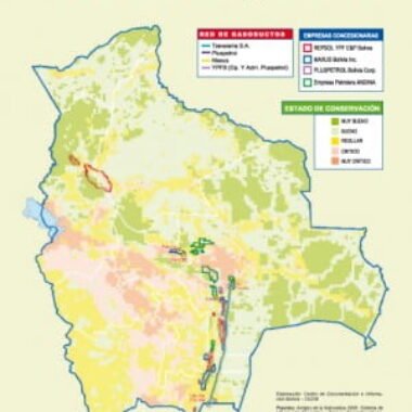 Mapa de concesiones del grupo Repsol YPF y estado de conservación de las ecoregiones en Bolivia