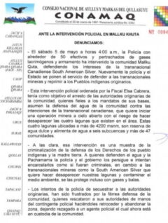 CONAMAQ: Ante la intervención policial en Mallkhu Khota (08-05-12)