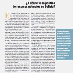 ¿A dónde va la política de recursos natuarles en Bolivia? Editorial Petropress 28 (6.12)