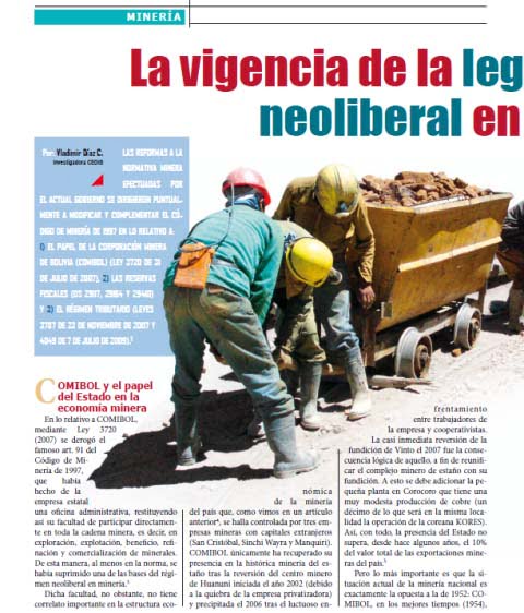 La vigencia de la legislación neoliberal en Minería (Petropress 28, mayo-junio 2012)