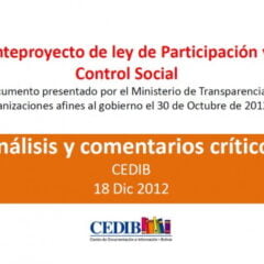 Análisis y comentarios críticos al Anteproyecto de Ley de Participación y Control Social (18.12.12)
