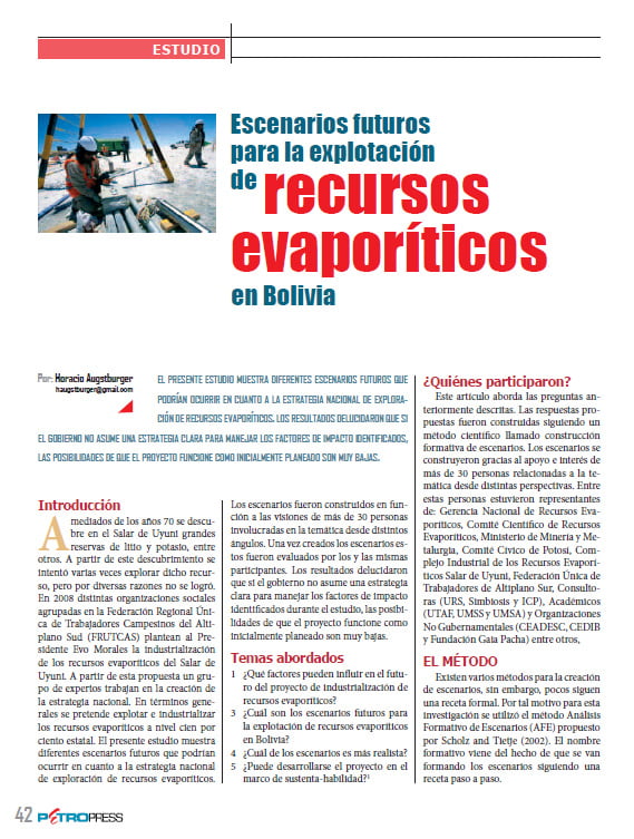 Escenarios futuros para la explotación de recursos evaporíticos en Bolivia (Petropress 30, 1.13)