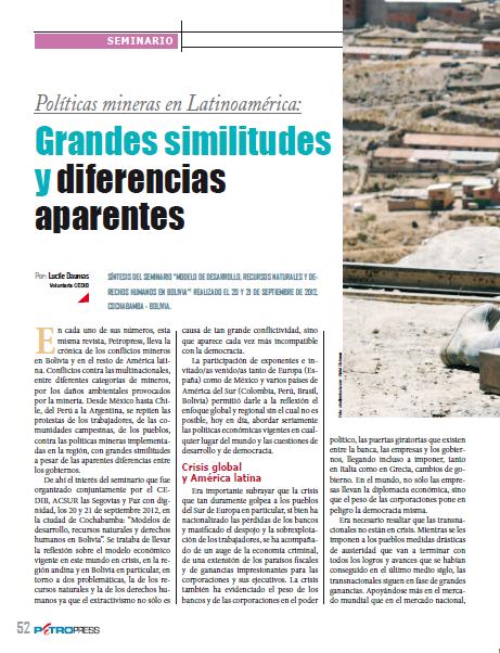 Petropress 30 | Políticas mineras en Latinoamérica Grandes similitudes y diferencias aparentes