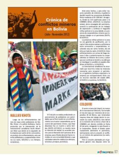 Crónica de conflictos mineros en Bolivia, Julio-Noviembre, 2012 (Petropress 30, 1.13)