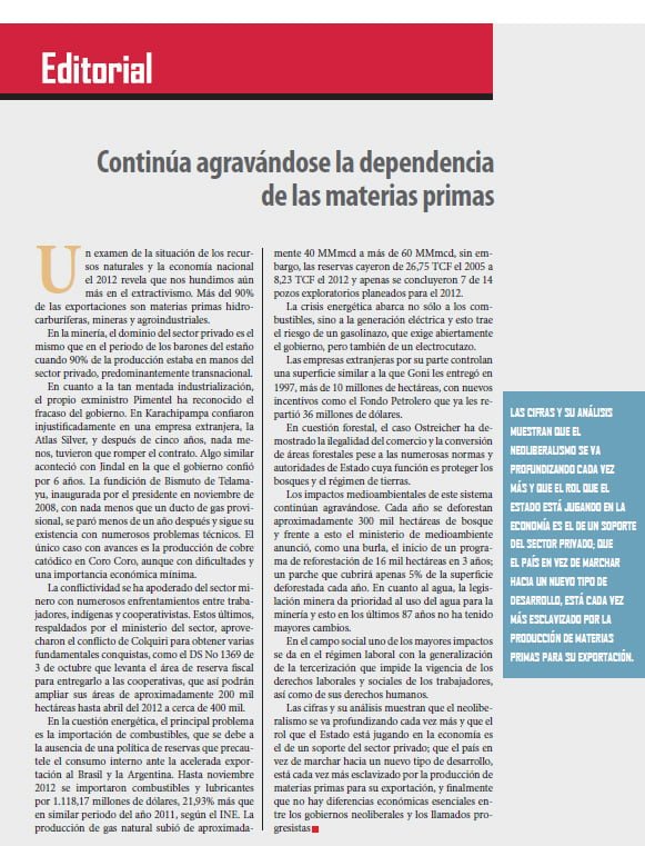 Petropress 30 Editorial | Continúa agravándose la dependencia de las materias primas
