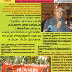 Ronald Colque-Secretario Ejecutivo Mineros de Huanuni: El gobierno sólo se presta a la guerra sucia contra los trabajadores mineros (La Protesta, 09.6.13)