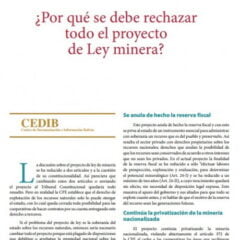 ¿Por qué se debe rechazar todo el proyecto de Ley Minera? (09.04.2014)