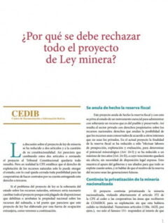 ¿Por qué se debe rechazar todo el proyecto de Ley Minera? (09.04.2014)